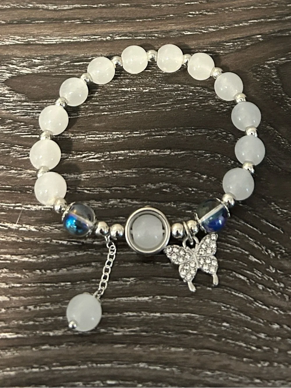 Beaded crystal butterfly bracelet
